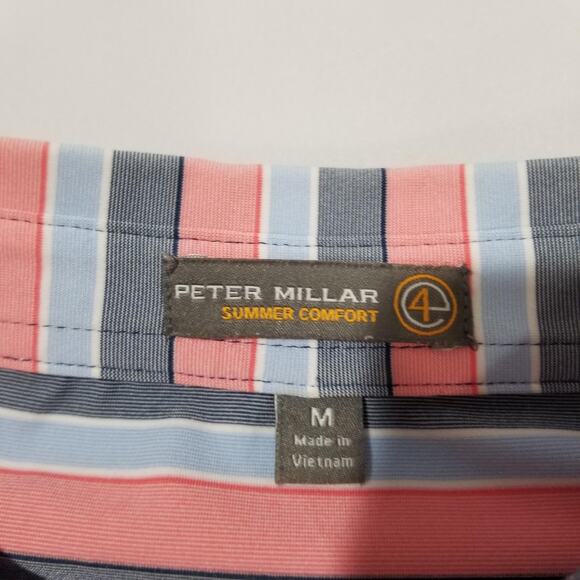 Peter Millar Shirt Medium Polo Summer Comfort Short Sleeve Striped Golf - Picture 5 of 12